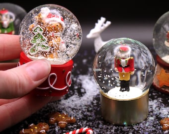 Snow Globe Miniature 1:6 Scale for Dollhouse, Tiered Tray or Christmas Decor - 2 1/2&quot; Gingerbread, Nutcracker, Snowman, Nativity Snowglobe