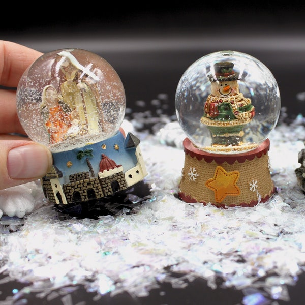 Snow Globe Miniature 2 1/2 x 2 Inch for Dollhouse Christmas Decor - Choose Nutcracker, Snowman, Nativity or Gingerbread Mini Glass Snowglobe