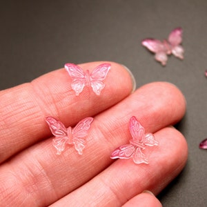 Pink Glow in the Dark Butterflies 20 Pk Flatback Polyresin Butterfly Decor for Fairy Garden, Nail Art, Resin Filler, Terrarium, Craft