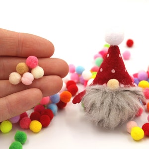 Pom Poms 400 Pieces 6 MM Tiny Balls for Crafts Choose Mixed Color, Red, Green, White or 3 Color Christmas Mix - Ornaments, Family Crafts