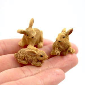 Rabbit Miniature Bunny for Fairy Garden - Choose 1 of 3 Light Brown Bunnies - Standing, Sitting or Laying Down - Fairy Garden, Terrarium