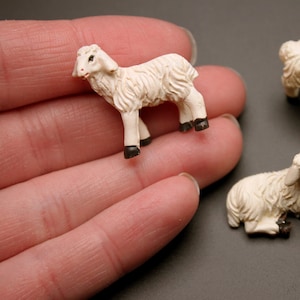 Sheep Tiny 1:50 Scale Realistic Animals for Holiday Nativity, Winter Christmas Village or Fairy Garden, Terrarium, Miniature Lamb for Farm