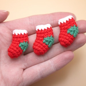 Knit Stockings 5 Pk 1:12 Scale Miniature Red Christmas Socks for Hanging in Holiday Doll House Mantle Over Fireplace, Clothes for Tiny Doll