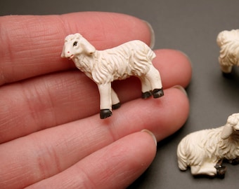 Sheep Tiny 1:50 Scale Realistic Animals for Holiday Nativity, Winter Christmas Village or Fairy Garden, Terrarium, Miniature Lamb for Farm