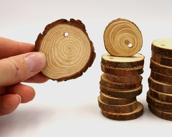 Wood Slices 8 Pk Round 2 1/2 to 4 1/2 cm Natural Wood for DIY Christmas Tree Ornaments, Miniature Art Canvas & Dollhouse Craft Supplies