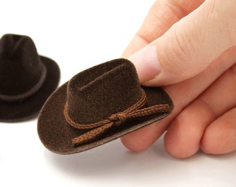 Cowboy Hat 1:12 Scale Miniature Brown Soft Cowboy or Cowgirl Hat - Western, American Old West Hat for Doll - Dollhouse Craft Supplies