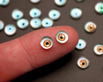Cabujones de ojos realistas de 6 mm (paquete de 24): ojos de muñeca en miniatura, artículos para juguetes de peluche