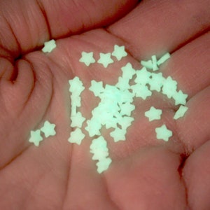 Stars 300 or 500 Pk Micro Glow in the Dark Polymer Clay Stars - Mini Semi-Flexible Star for Miniature Craft, Memorial, Labor Day, July 4th