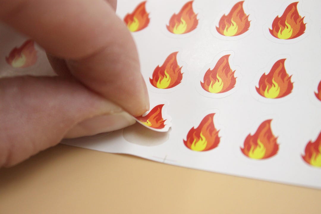 Fire Safety Stickers 300+ Pk Mini Flame 1 Cm Fireman Sticker for Forest ...