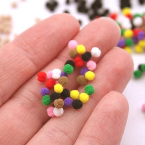 Micro Pom Poms 100, 200Pk 3mm Tiny Soft Craft Balls - Ornaments, Wreaths
