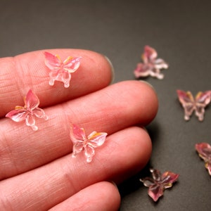 Pink Glow in the Dark Butterflies 20 Pk Flatback Polyresin Butterfly Decor for Fairy Garden, Nail Art, Resin Filler, Terrarium, Craft Bild 7