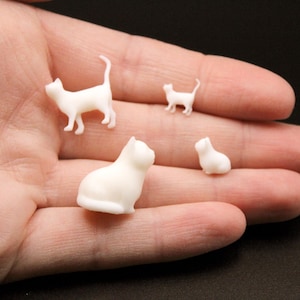 Gatos en miniatura (paquete de 4), escala 1:24, sin pintar, para casa de muñecas. imagen 1