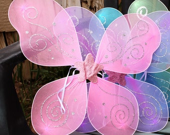 Fairy Wings in Pink Blue Purple or Mixed Pack for Fairy Party Favor, Butterfly, Pixie Halloween Costume - Birthday Party Favor, Flower Girl