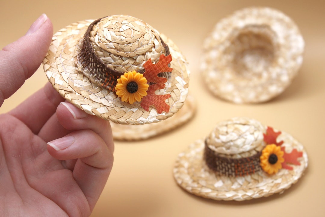Fall 1:6 Scale Straw Hat for Doll With Sunflower and Leaves for Doll ...