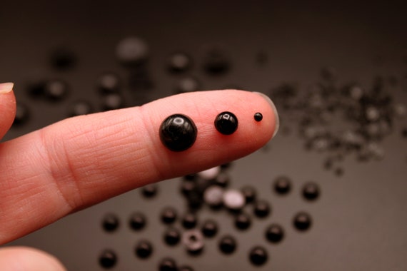 Tiny Black Eyes 100, 200Pk Flatback Resin Dots for Doll Eyes, Nose, Button