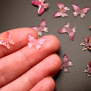 Pink Glow in the Dark Butterflies 20 Pk Flatback Polyresin Butterfly Decor for Fairy Garden, Nail Art, Resin Filler, Terrarium, Craft Bild 5