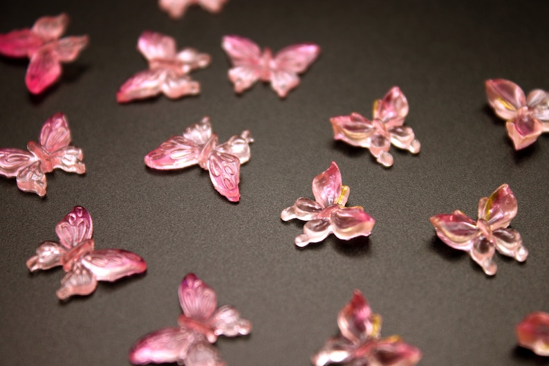 Pink Glow in the Dark Butterflies 20 Pk Flatback Polyresin Butterfly Decor for Fairy Garden, Nail Art, Resin Filler, Terrarium, Craft Bild 9