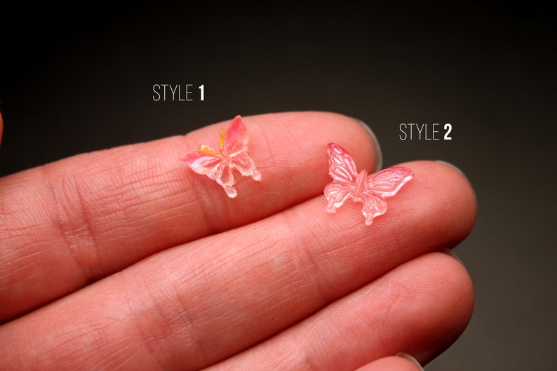 Pink Glow in the Dark Butterflies 20 Pk Flatback Polyresin Butterfly Decor for Fairy Garden, Nail Art, Resin Filler, Terrarium, Craft Bild 4