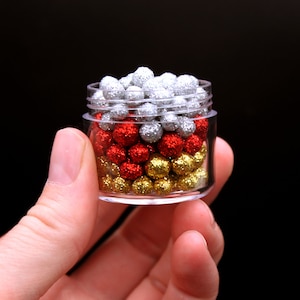 Mini Glitter Ornaments: 200 Pk Red Gold Silver Foam Balls (5-8mm)