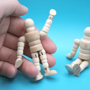 Miniature Manikin 2 3/4" Semi-Poseable Standing Figure for Dollhouse Art Room Decor, 1:24 Scale Man or Whimsical Artist Figure Drawing Gift
