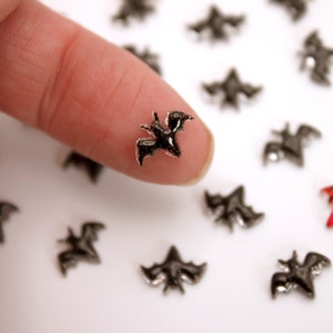 Miniature Bats: 50 Pk Black & Red Flatback Cabochons for Nails