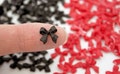 Bows - 50 Pk Micro Red or Black Polyresin Bows for Miniature Model Crafts, Tiny Doll Bow Tie, Scrapbooking, Nail Art and Jewelry Making