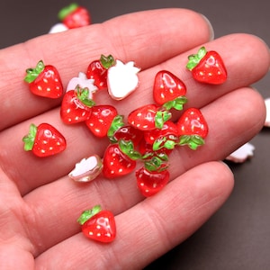 Strawberry 50Pk Miniature Resin Flatback Fruit Cabochons for Nail Art, Miniature Crafts