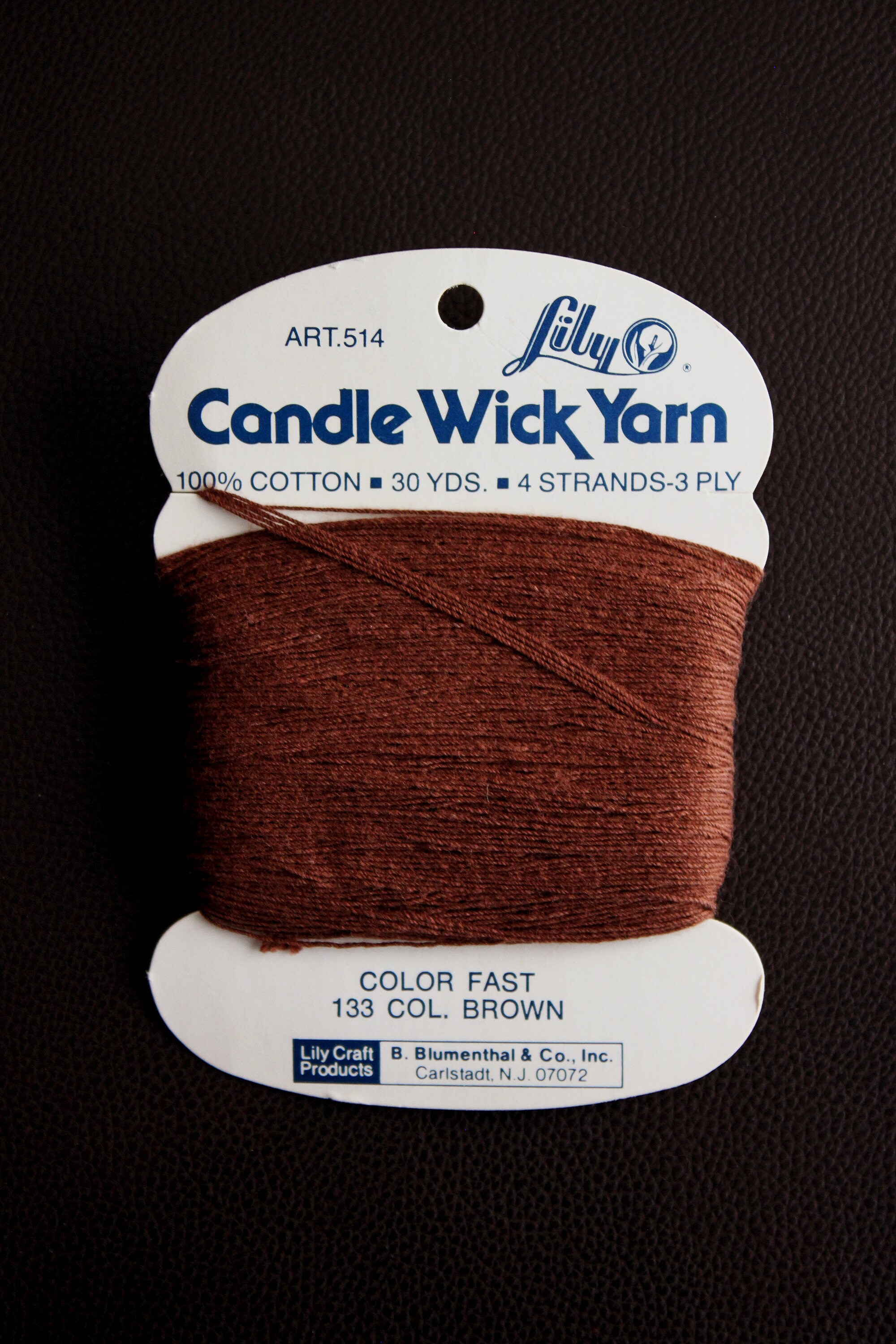 Vintage Lily Brown Candle Wick Yarn 30 Yards 100 Cotton 4 Etsy