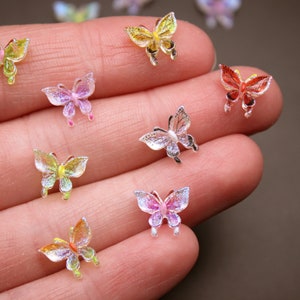 Butterfly Mini Cabochons 20 Pk Fairy Garden Decor Flatback Polyresin Colorful Accessories - Terrarium, Nail Art, Resin Filler, Crafts