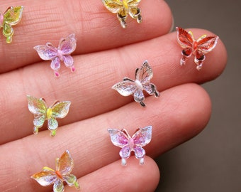 Mini Butterfly 24Pk Colorful Resin Embellishments for Nail Art & Miniature Crafts