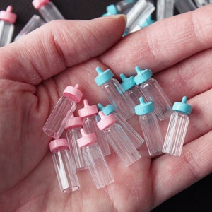 Baby Bottle 20 or 50 Pk for Miniature 1:6 Scale Dollhouse Baby Nursery - Pink Girl or Blue Baby Boy - Dollhouse or Baby Shower Party Favor