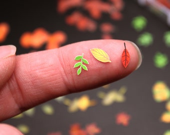 Fall Leaves 300 Pcs Box of Tiny Autumn Maple & Oak Paper Leaf 12 Pk Assortment for Fairy Garden, Terrarium, Miniature Village, Nail Art