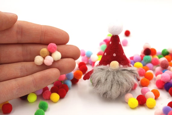 Pom Poms 400 Pieces 6 MM Tiny Balls for Crafts Choose Mixed Color, Red,  Green, White or 3 Color Christmas Mix Ornaments, Family Crafts 