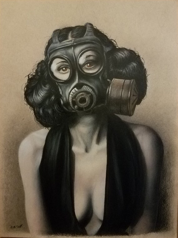 11x14 Gas Mask Girl Etsy