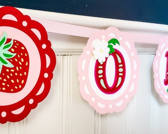 Strawberry Banner - Strawberry Birthday Banner - Strawberry Garland - Berry Sweet - Sweet One - Strawberry Birthday - Berry Sweet Birthday