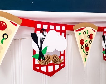 Pizza Party Banner - Pizza Birthday Party - Pizza Banner - Pizza Garland - Pizza Party Birthday Banner - Chef Party - Chef Banner