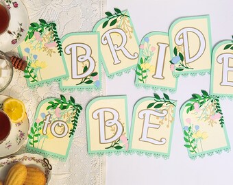 Tea Party Banner - Garden Party Banner - Garden Party Bridal Shower - Floral Bridal Shower - Floral Bridal Shower Banner - Tea Bridal Shower