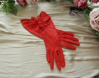 Guantes vintage de color rojo anaranjado hasta la muñeca de la década de 1960, marca inglesa, talla 7