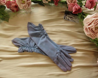 Guantes vintage de color azul violeta hasta la muñeca de la década de 1960, marca inglesa, talla 7