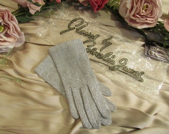 Vintage Cornelia James silver wrist-length gloves 1960s Size 6 1/2