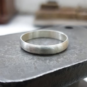 Handmade Solid Silver Matte Finished Dome Shaped Ring | Elegant Wedding Band for Men & Women | Classic Ring | 2mm-6mm Widths Available