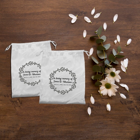 In loving memory Satin Bag Funeral Favor Bag Remembrance Etsy