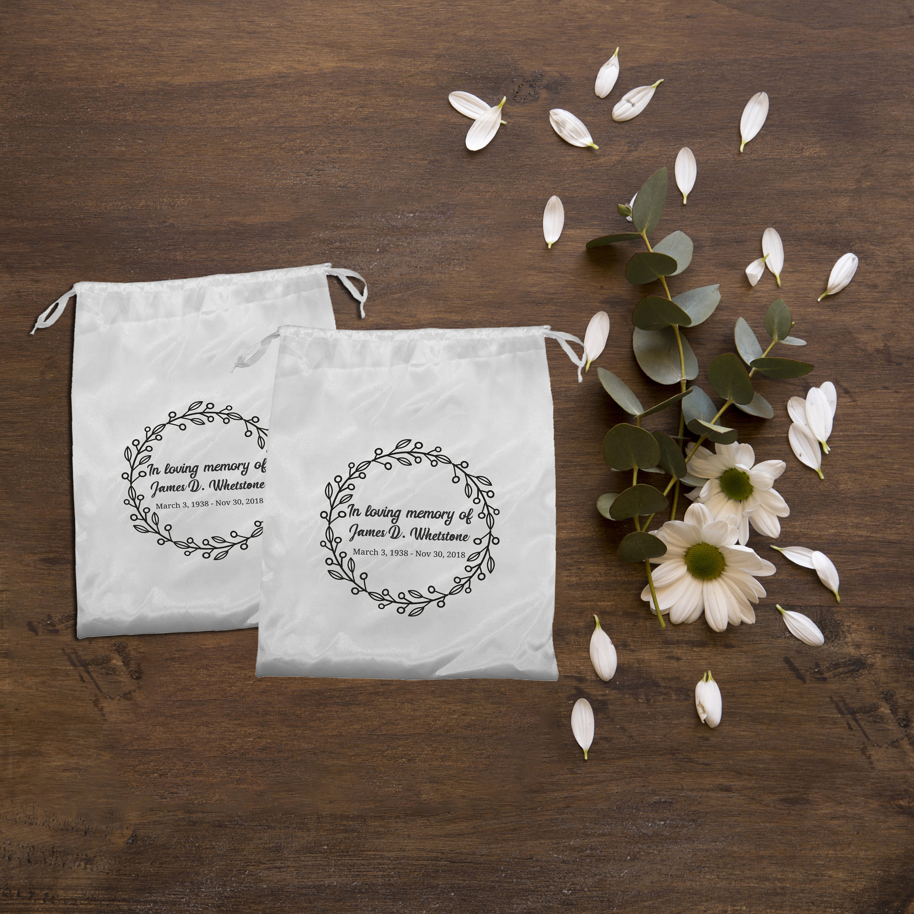 In loving memory Satin Bag Funeral Favor Bag Remembrance Etsy