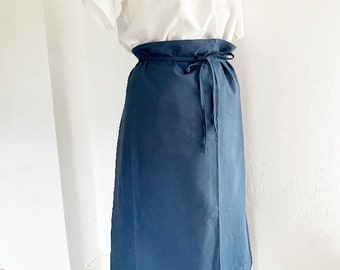Victorian style French work wear chef APRON / upcycled antique LINEN / indigo dye / hand crafted by Les Toiles Blanches