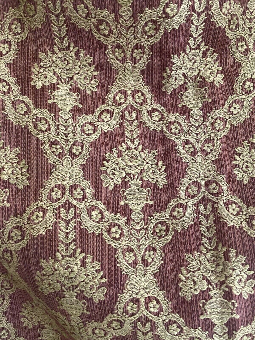 Antique French DAMASK BURGUNDY SILK Curtain C1870 Etsy