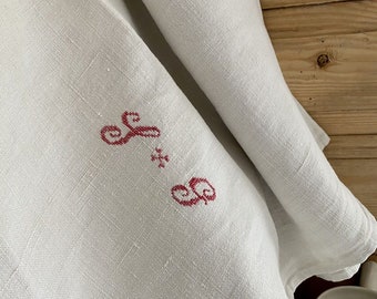 Primitive French HOMESPUN LINEN central seam SG mono patched c1830
