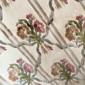 Antique French EMPIRE PAIR DAMASK cotton chair covers floral bouquets c1880