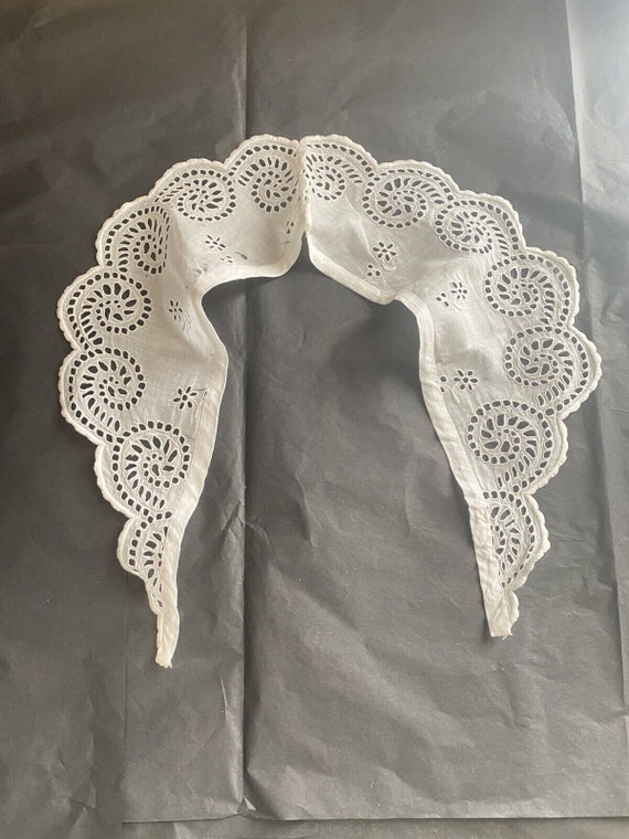 Antique French RICHELIEU embroideries LACE COLLAR… - image 2