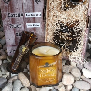 Don Julio Tequila 1942 Candle w/ Shot Glass.  BONUS! ( Made from Top of the Bottle)