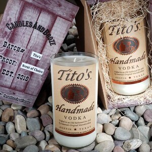 Tito&#39;s Vodka Candle/LARGE 1 Liter Bottle/1 Liter = more burn time then 750 ML bottles, more for your buck